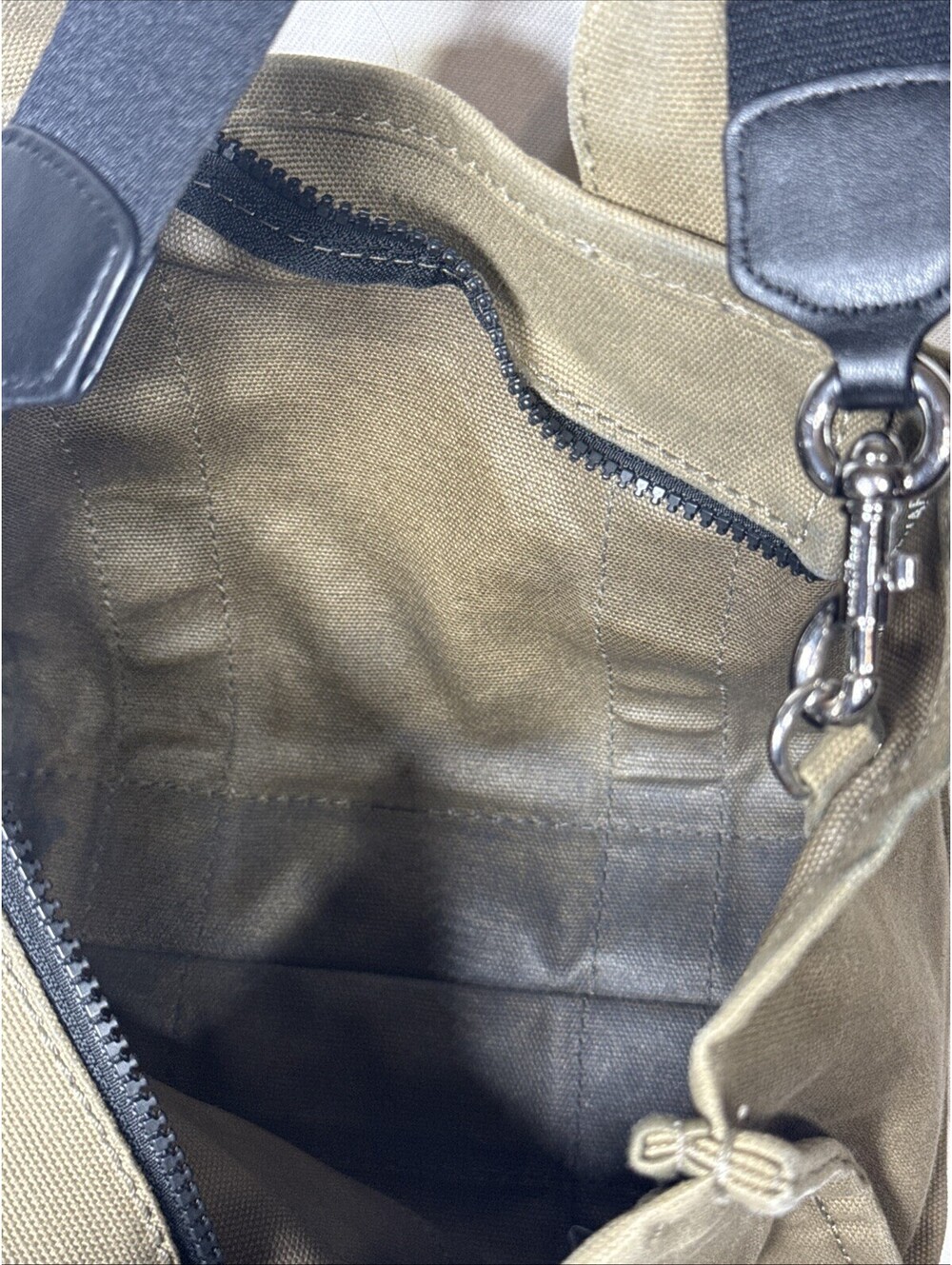 Marc Jacobs The Mini Tote Bag Khaki Canvas Crossbody Purse - Stained - Picture 12 of 13